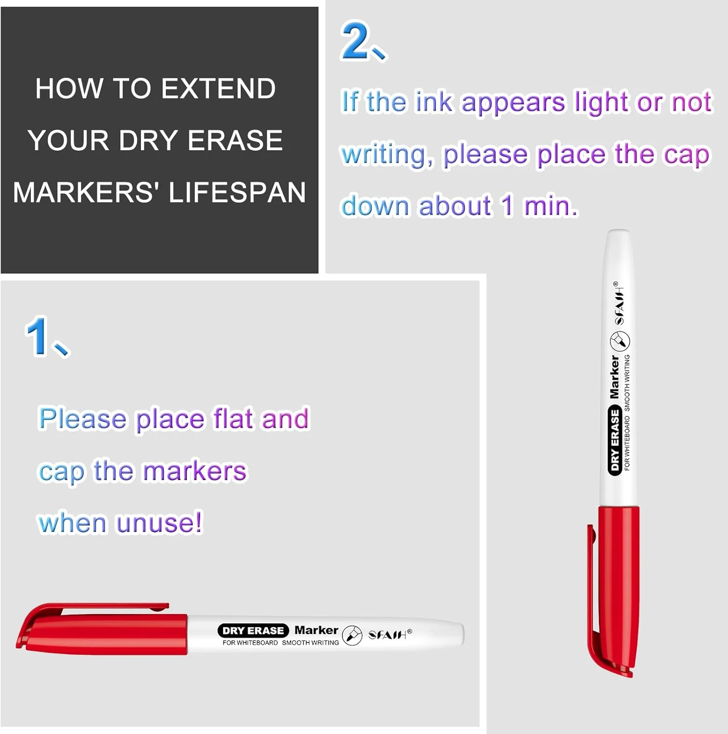 SFAIH Dry Erase Markers Fine tip 12 Colors