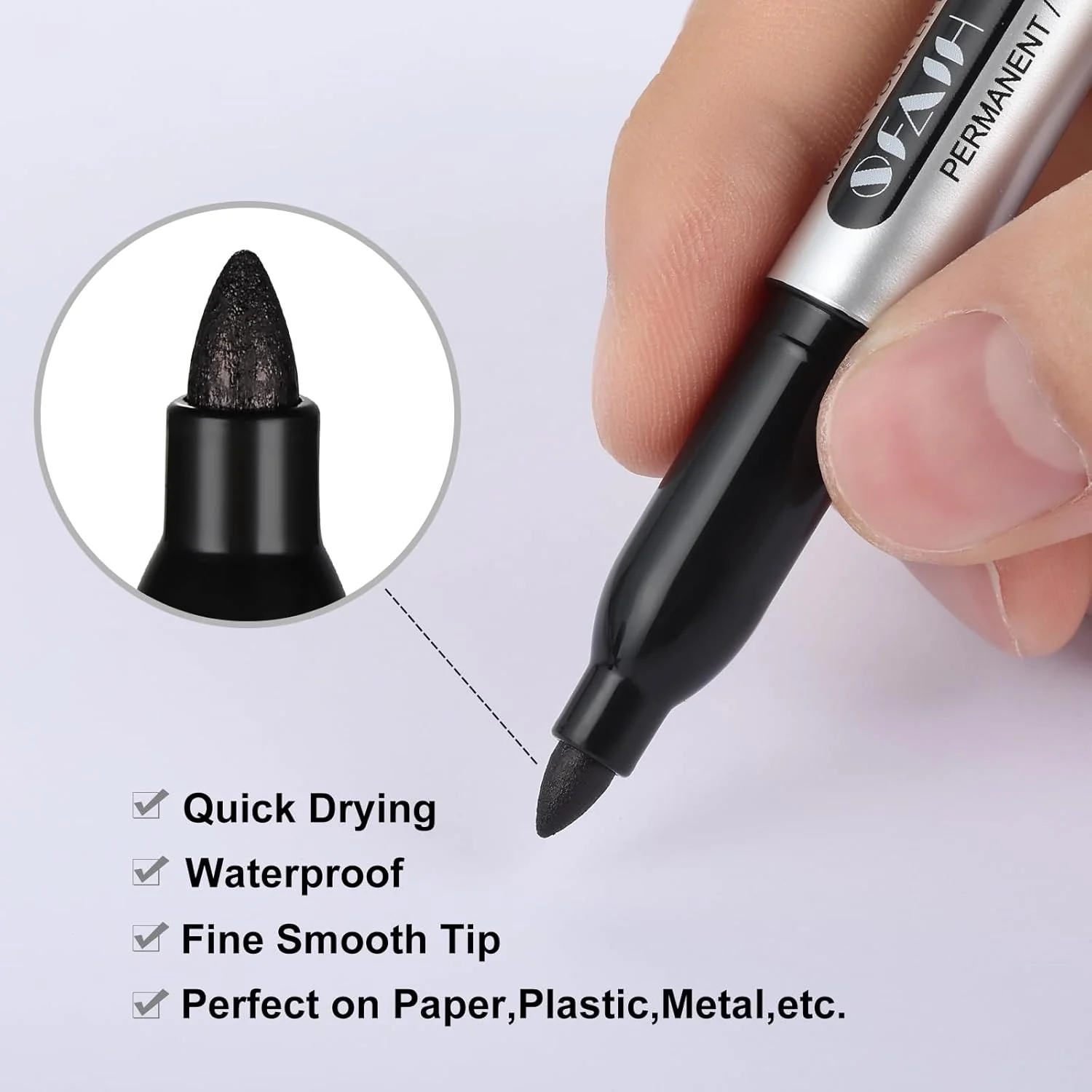 SFAIH Black Permanent Markers Bulk - 24 Pack