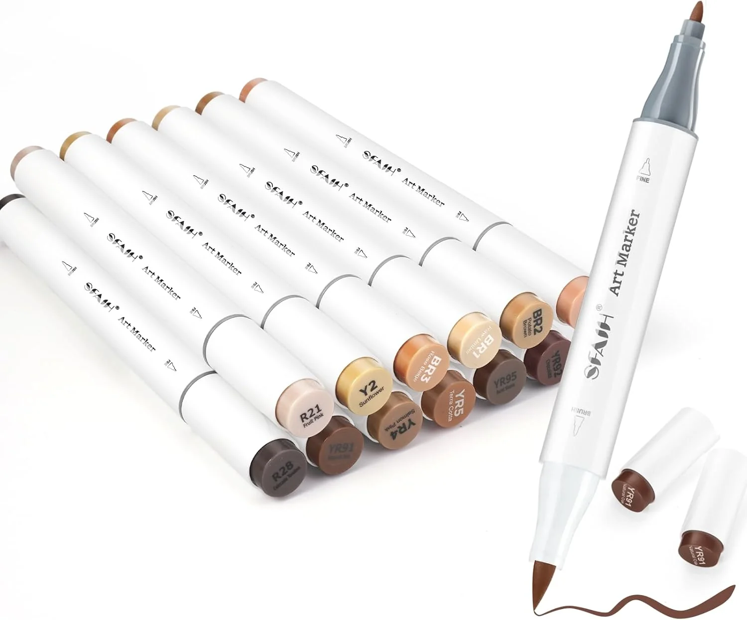 SFAIH Skin Tone Alcohol Markers Brush & Fine