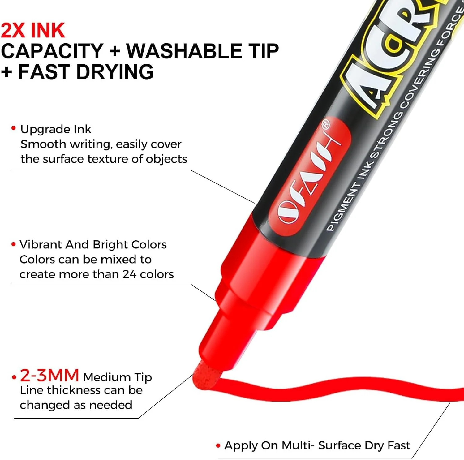 SFAIH Acrylic Creative Markers - 3mm Replaceable Nibs