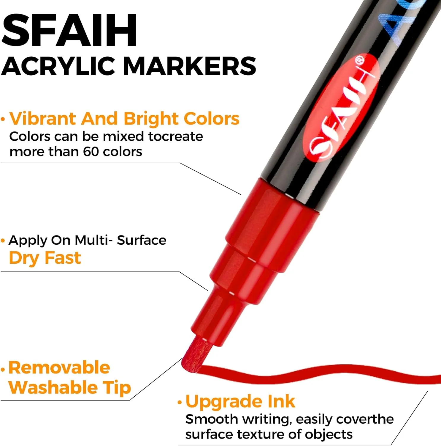 SFAIH Acrylic Creative Markers Set of 60 Vibrant