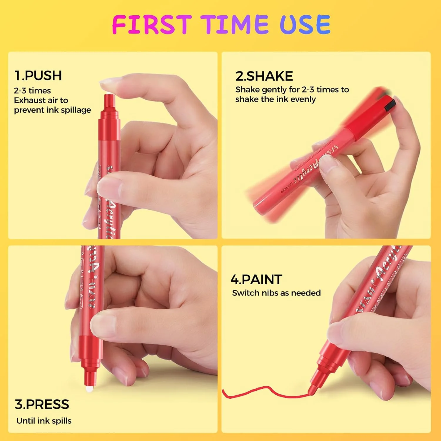 SFAIH Acrylic Red Paint Pens - 8 Pack