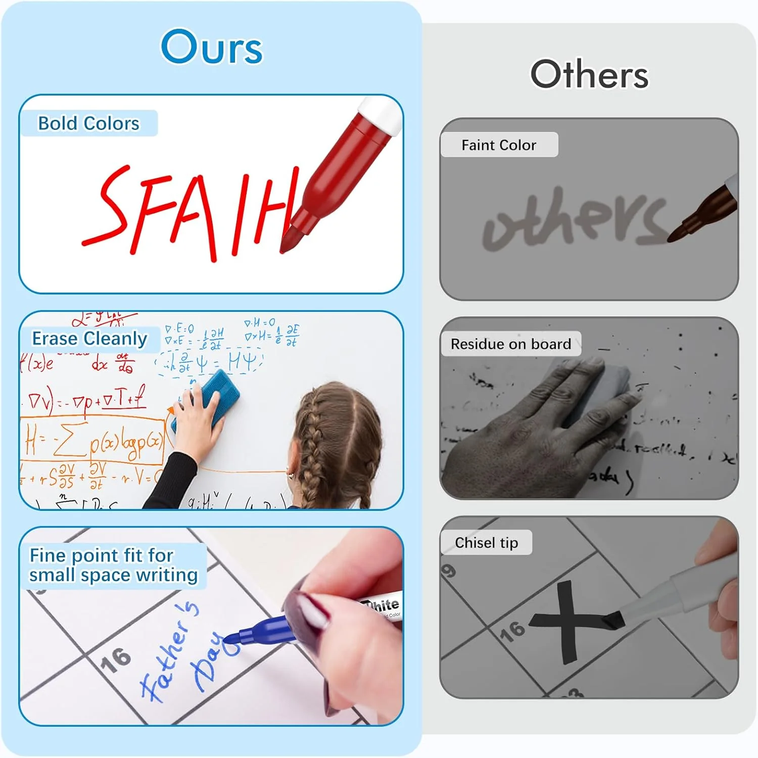 SFAIH Dry Erase Markers Fine tip 12 Colors