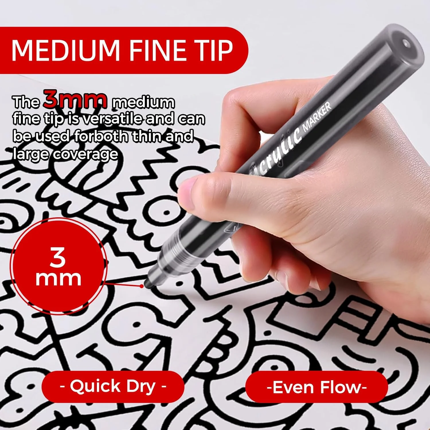 SFAIH Black Paint Markers Pens - 4 Pack