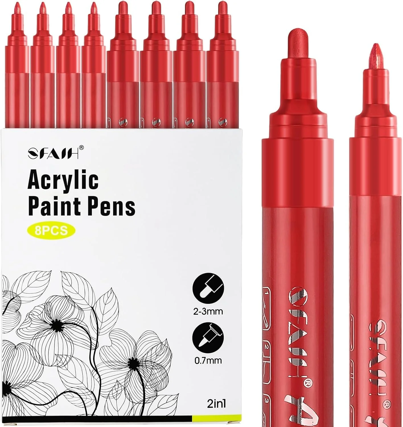 SFAIH Acrylic Red Paint Pens - 8 Pack