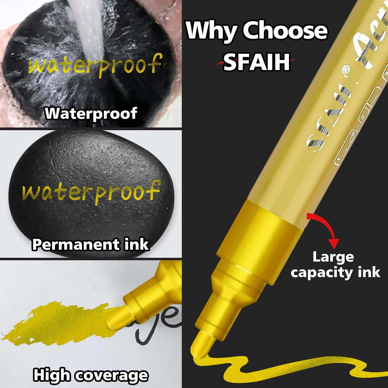 SFAIH Gold & Silver Acrylic Paint Markers