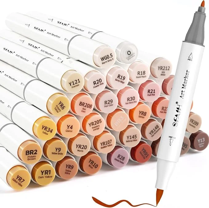 SFAIH Skin Tone Alcohol Markers Brush & Fine