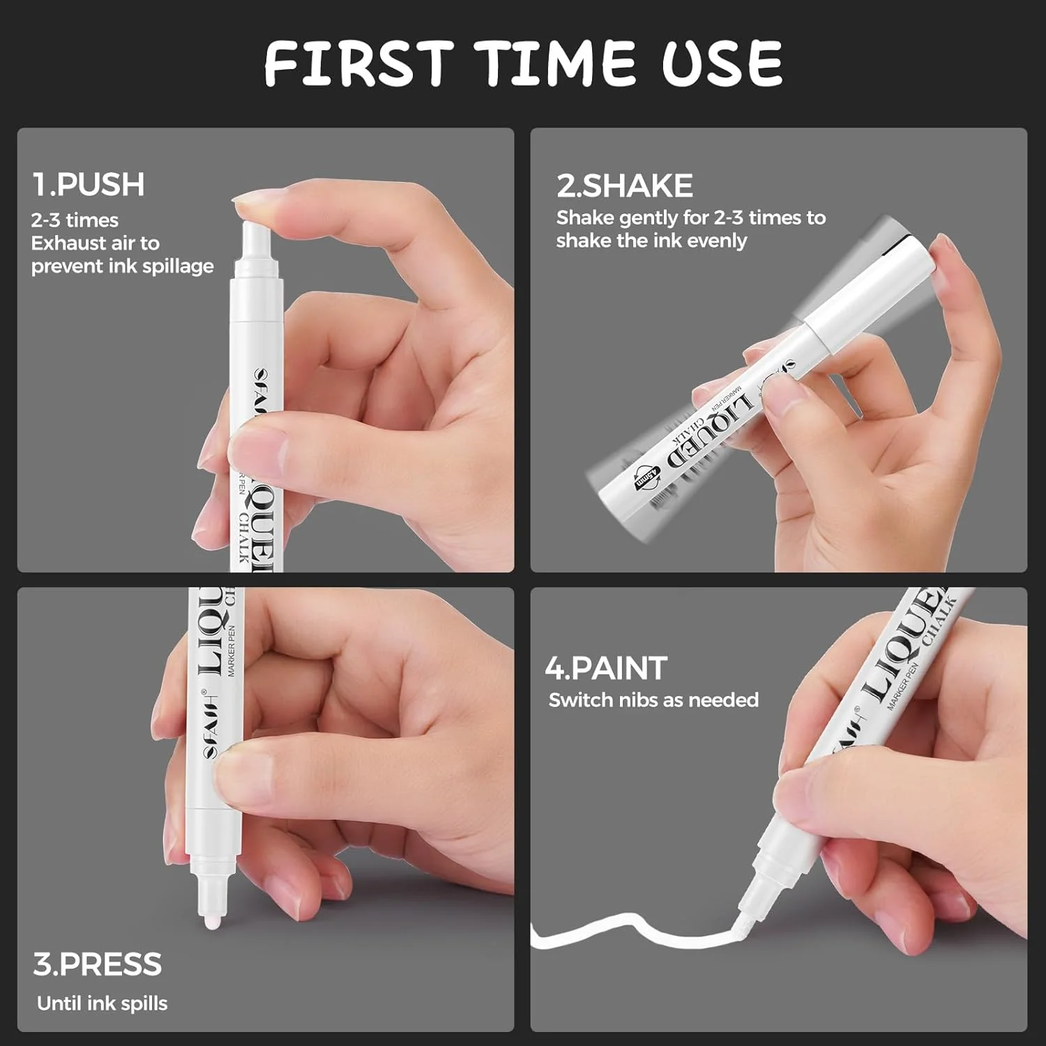 SFAIH White Liquid Chalk Markers for Blackboard, Glass