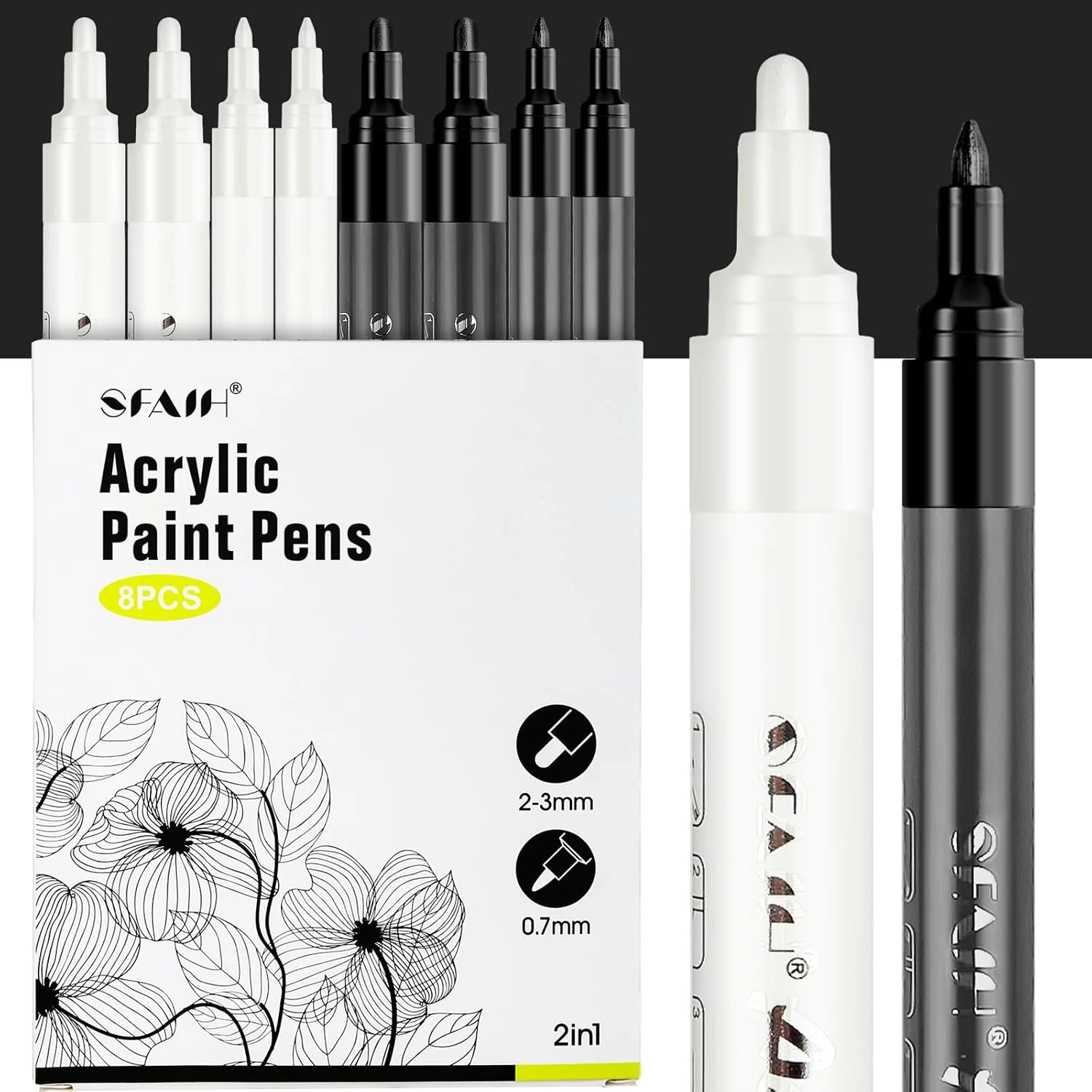 SFAIH Black & White Acrylic Paint Markers