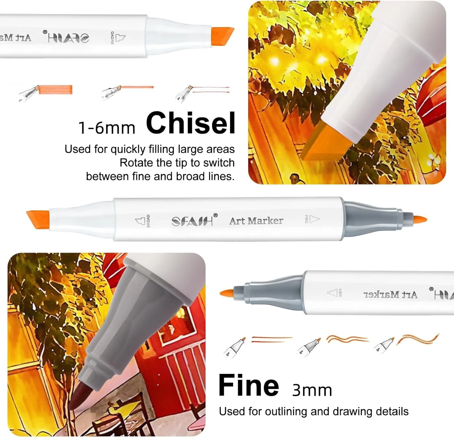 SFAIH Alcohol Markers Fine & Chisel - 169