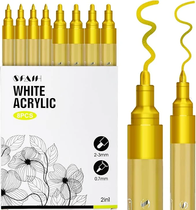 SFAIH Acrylic Gold Paint Pens - 8 Pack