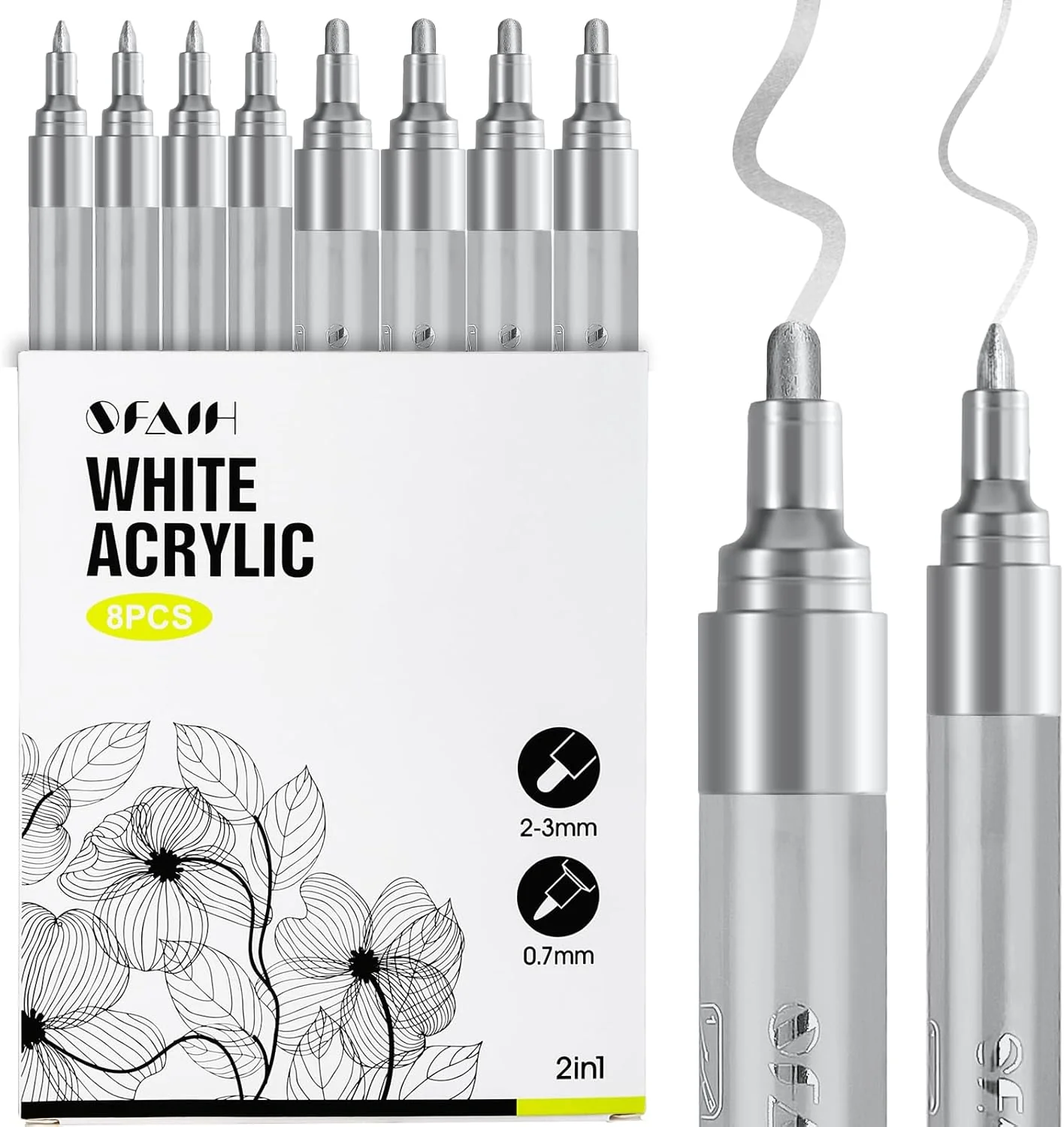 SFAIH Acrylic Silver Paint Pens - 8 Pack