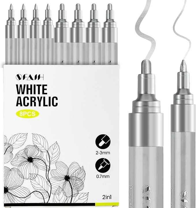 SFAIH Acrylic Silver Paint Pens - 8 Pack