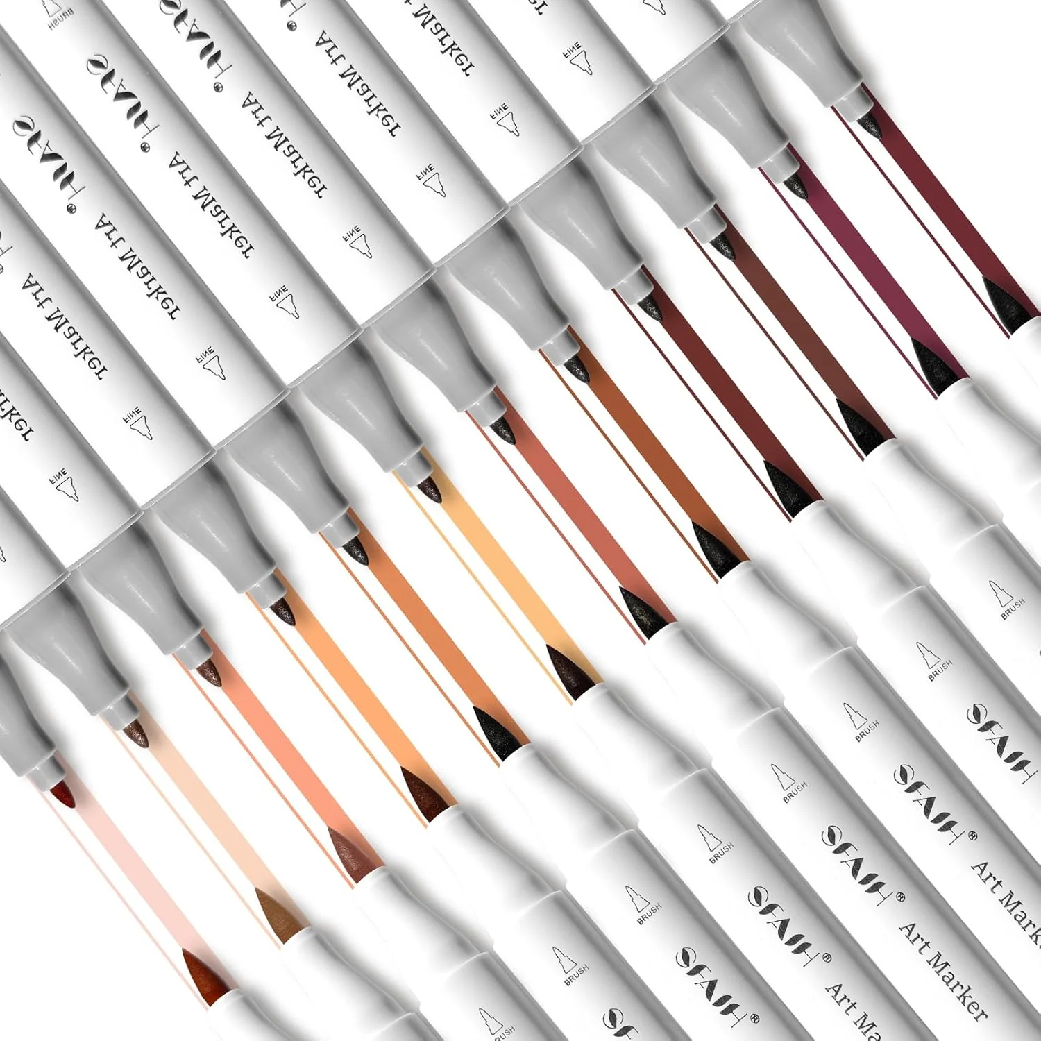 SFAIH Skin Tone Alcohol Markers Brush & Fine