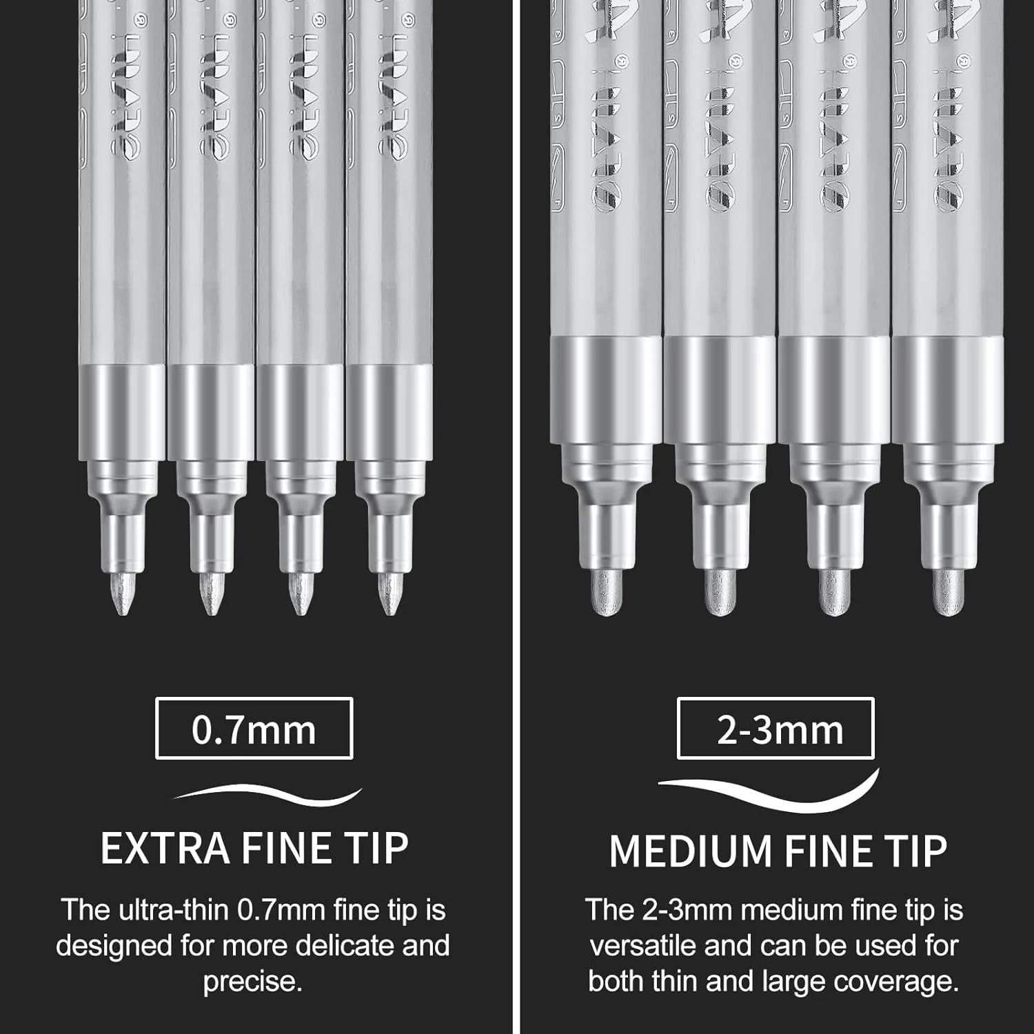 SFAIH Acrylic Silver Paint Pens - 8 Pack