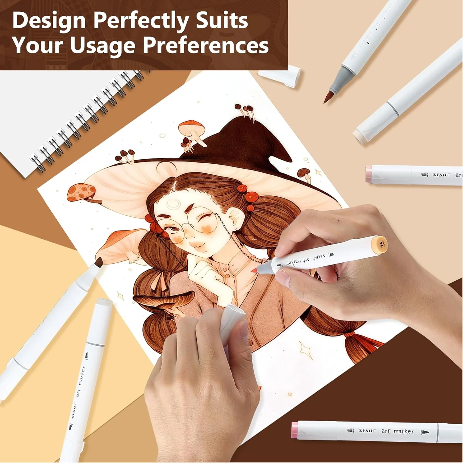 SFAIH Skin Tone Alcohol Markers Brush & Chisel