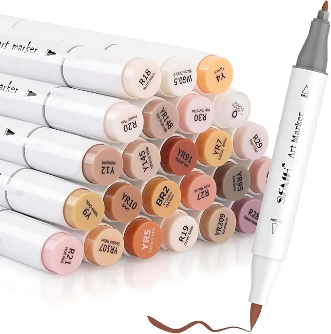 SFAIH Skin Tone Alcohol Markers Brush & Fine