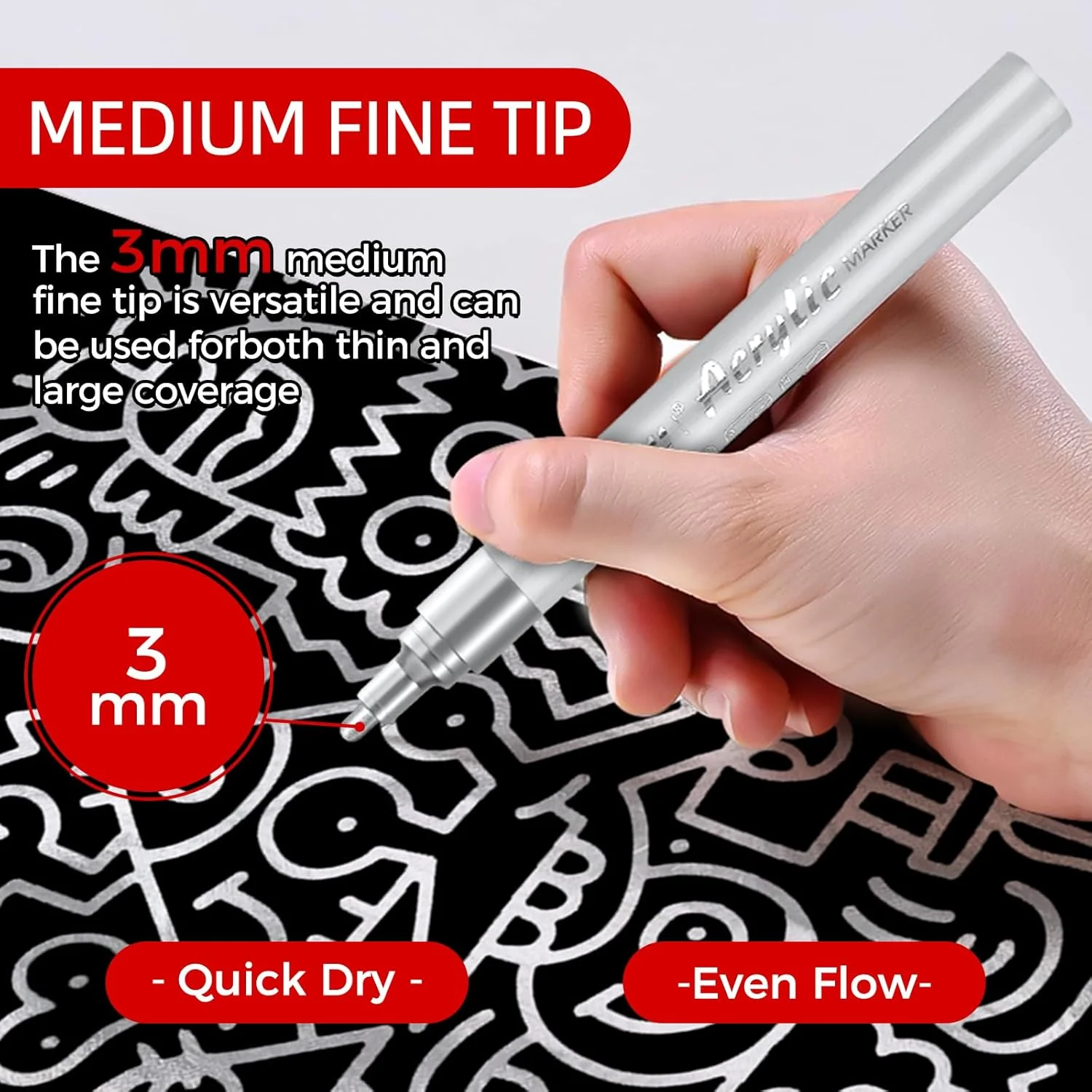 SFAIH Silver Paint Markers Pens - 4 Pack