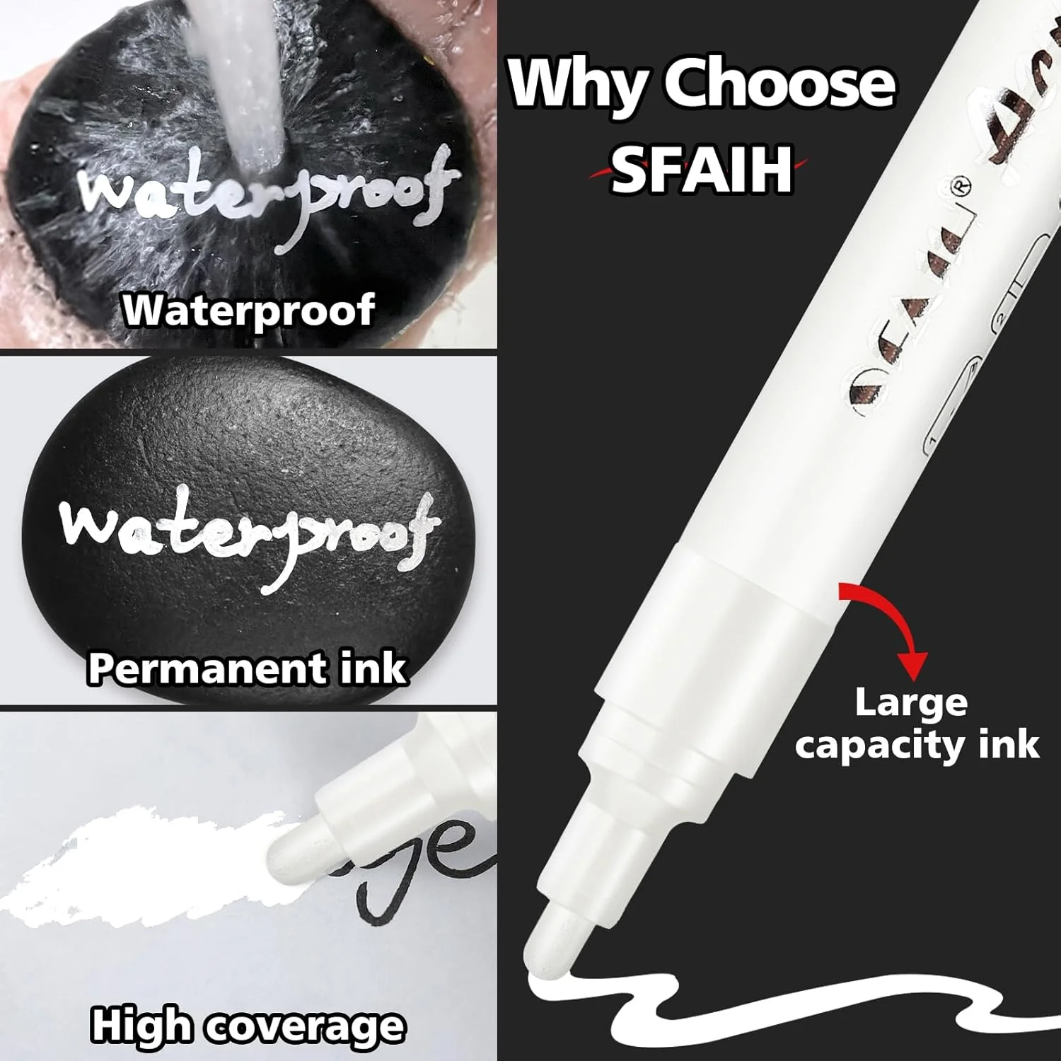 SFAIH Black & White Acrylic Paint Markers