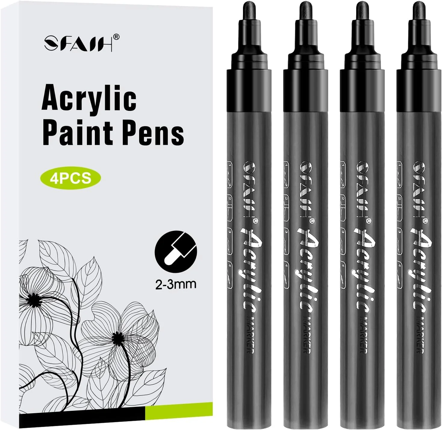 SFAIH Black Paint Markers Pens - 4 Pack