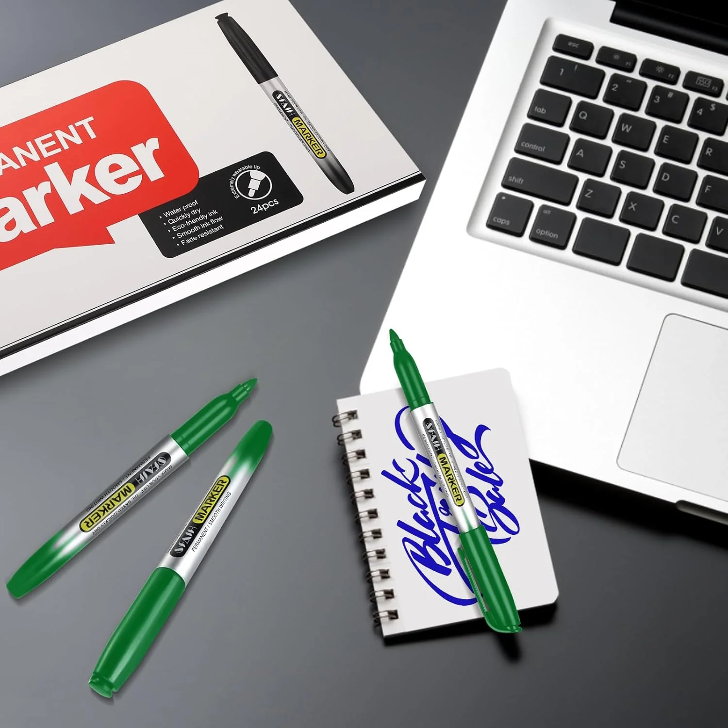 SFAIH Green Permanent Markers Bulk - 24 Pack