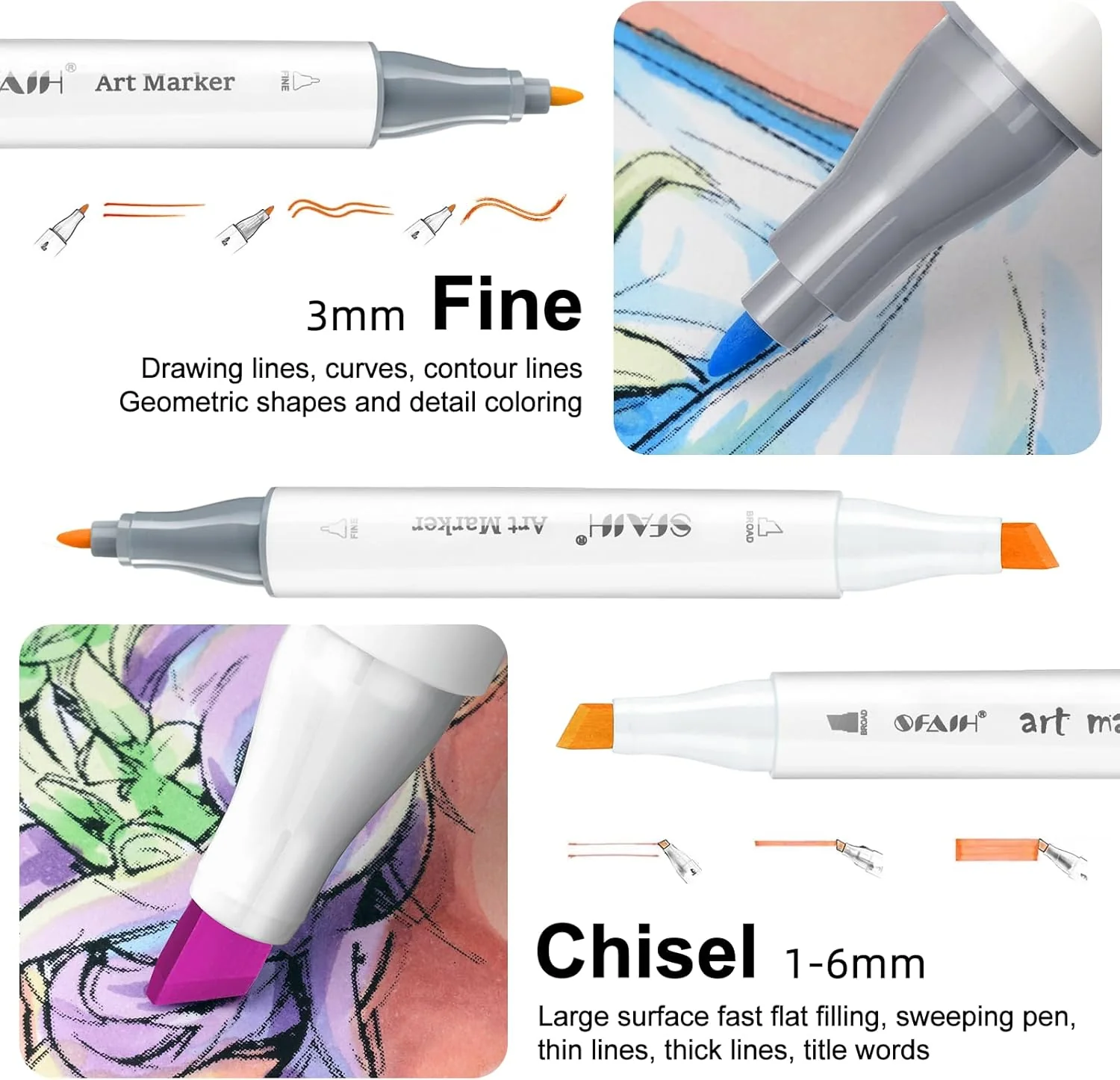 SFAIH Alcohol Markers Chisel & Fine - 51