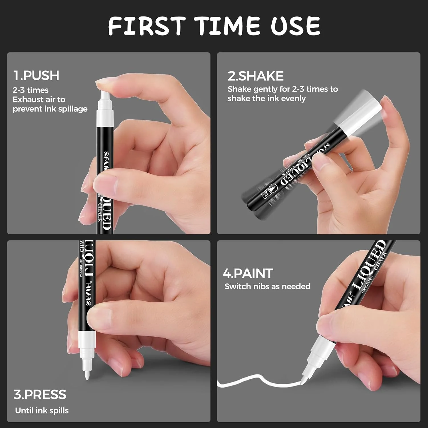 SFAIH Liquid Chalk Markers for Bhalkboard - White