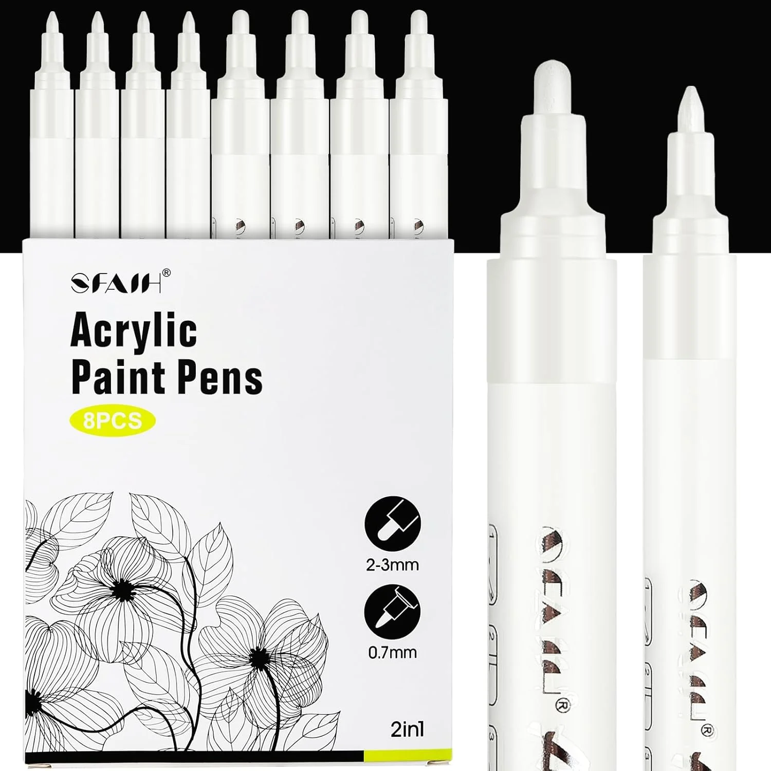 SFAIH Acrylic White Paint Pens - 8 Pack