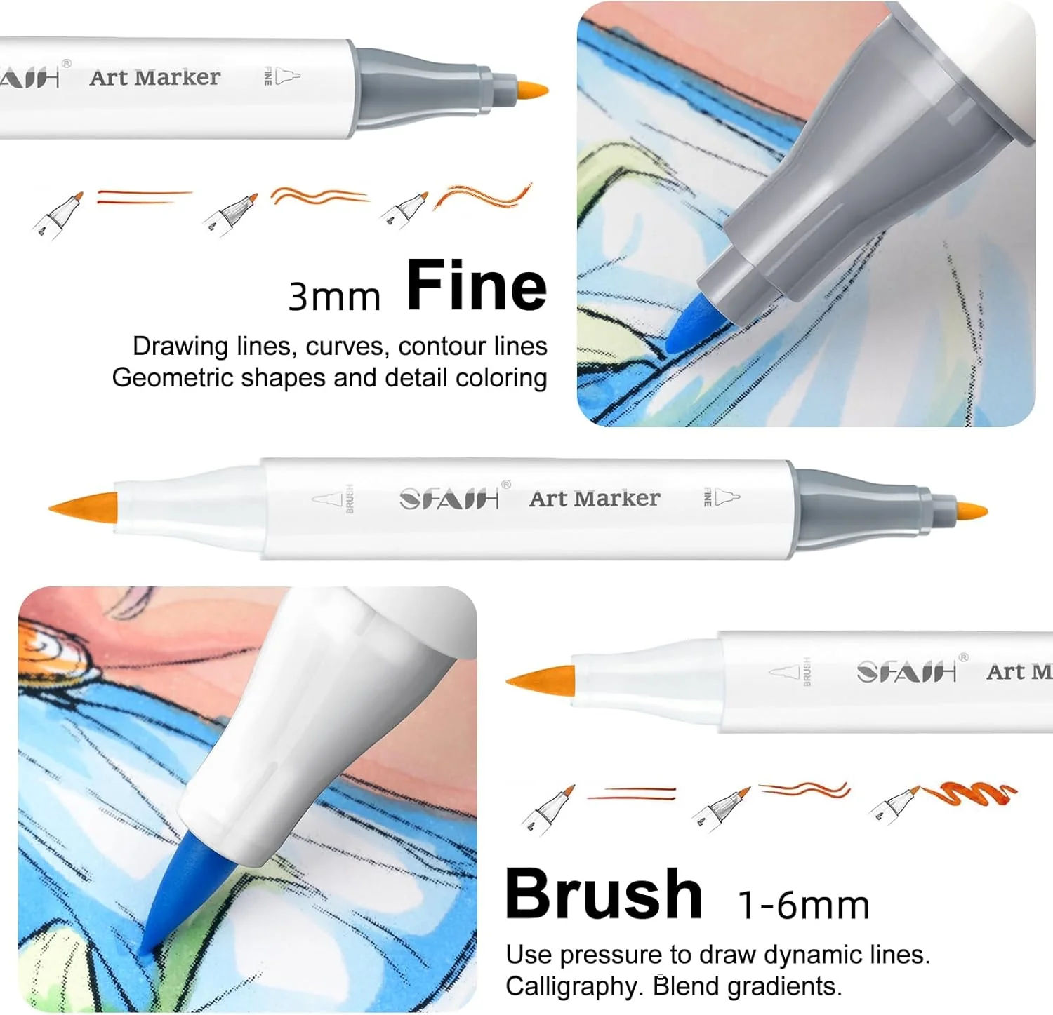 SFAIH Alcohol Markers Brush Tip - 61 Pastel