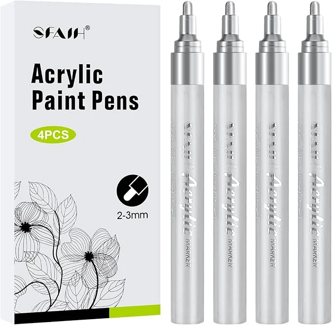 SFAIH Silver Paint Markers Pens - 4 Pack
