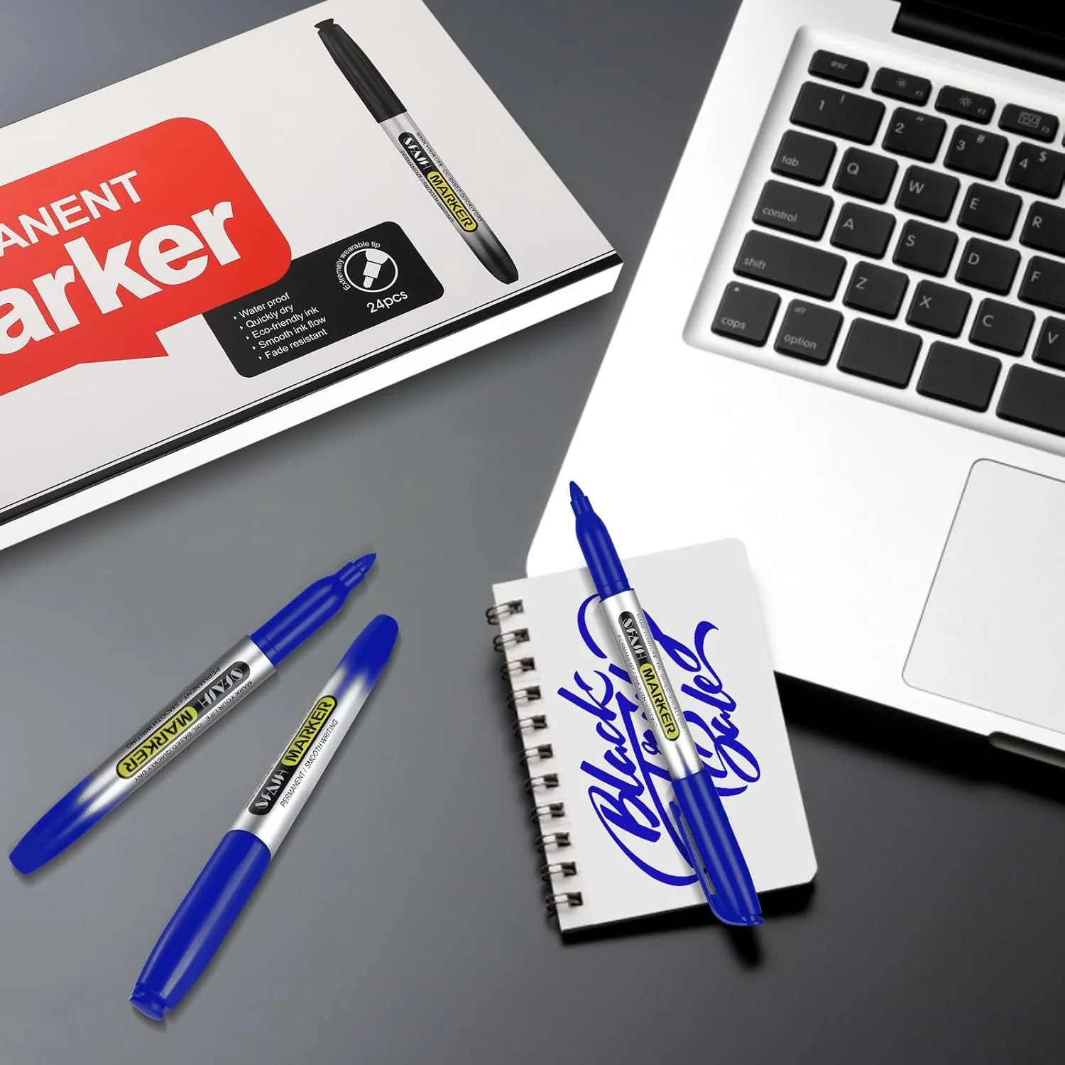 SFAIH Blue Permanent Markers Bulk - 24 Pack