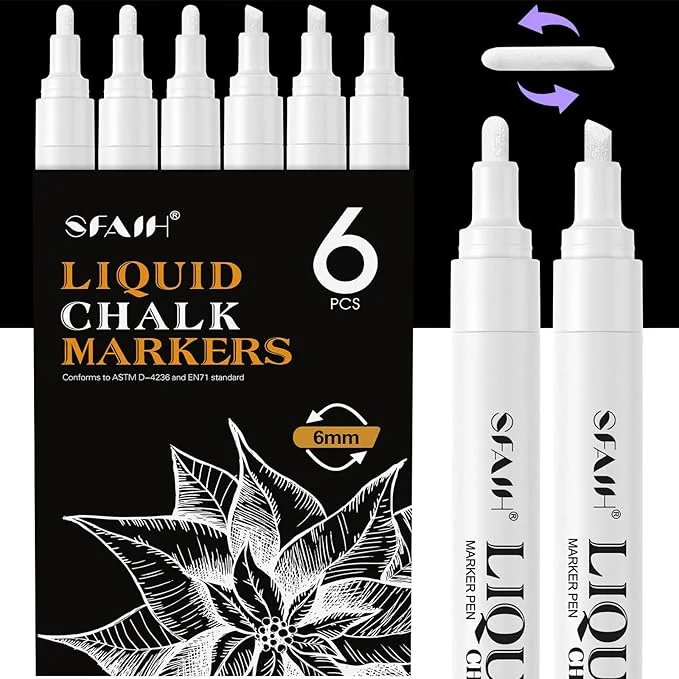 SFAIH Liquid Chalk Markers for Bhalkboard - White