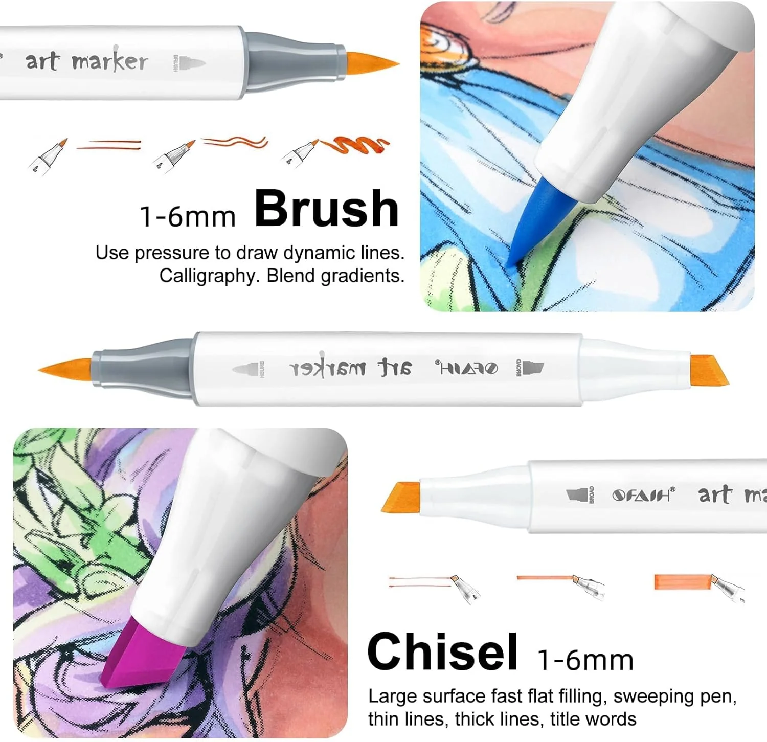 SFAIH Alcohol Markers Brush & Chisel - 216