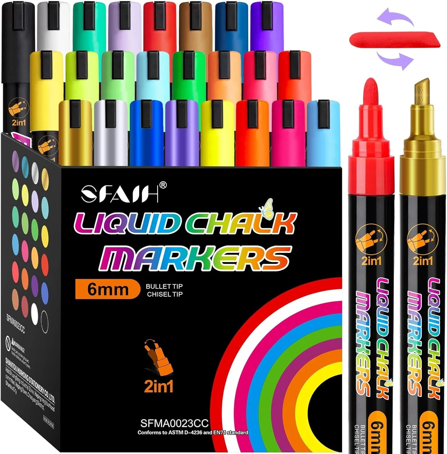 SFAIH 24 Vibrant Chalk Markers for Blackboard [1s