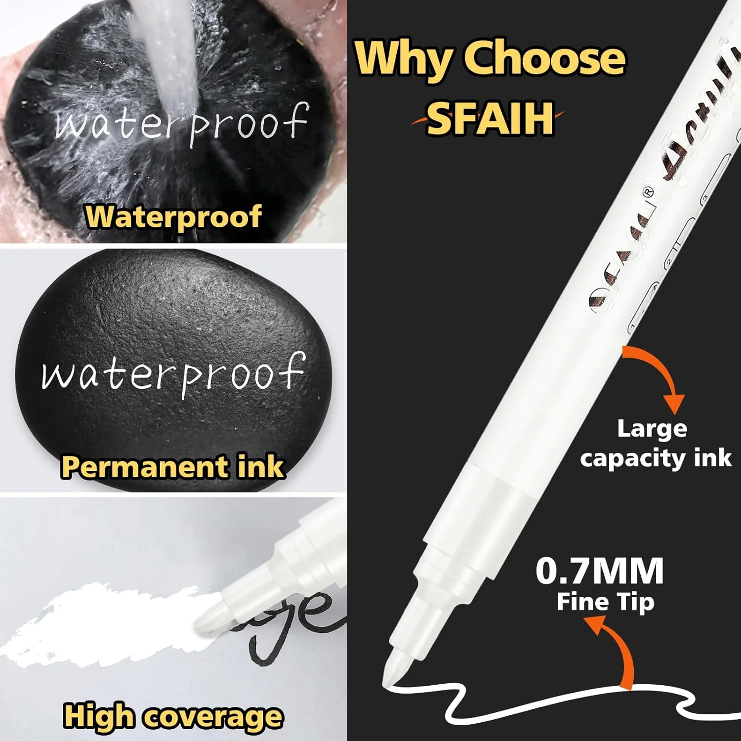 SFAIH White Paint Markers Pens - 4 Pack