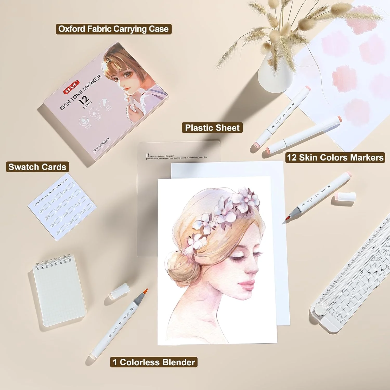 SFAIH Skin Tone Brush Tip Alcohol Markers