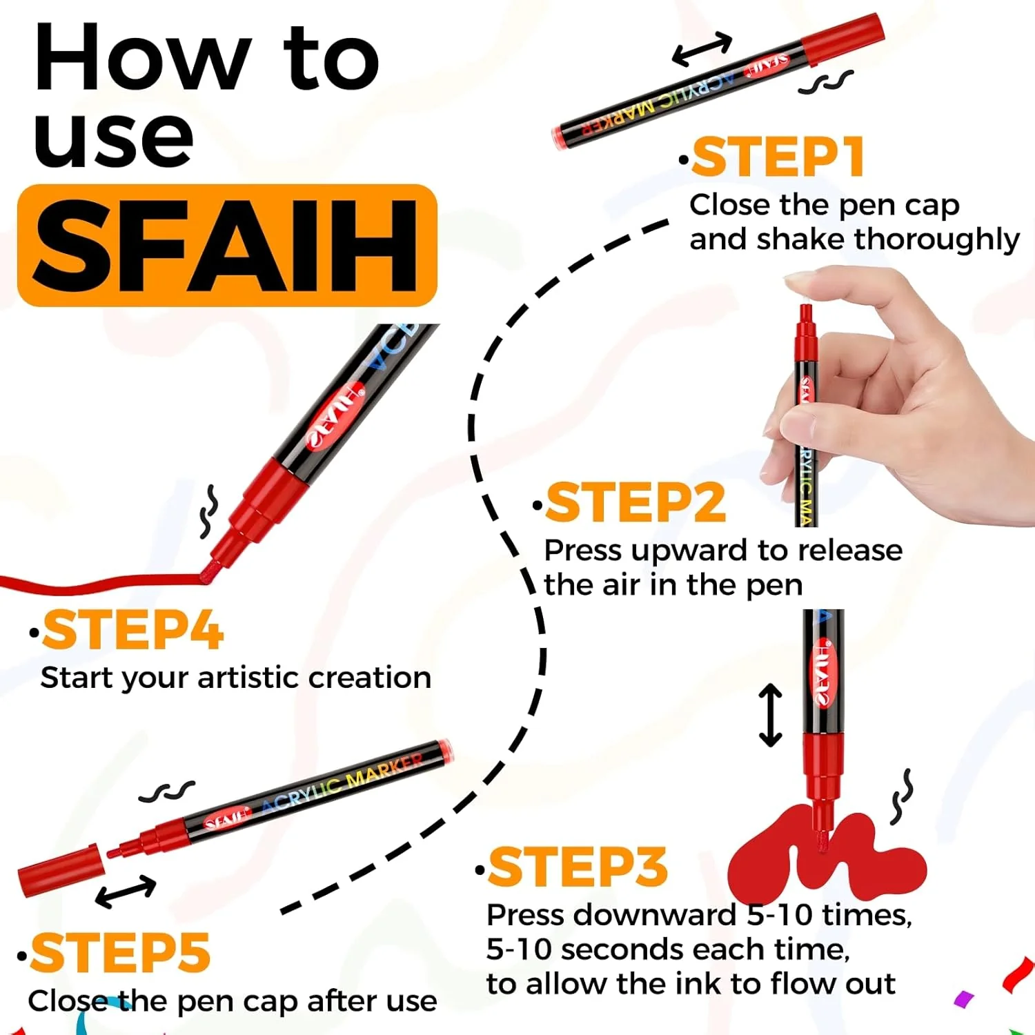 SFAIH Acrylic Creative Markers Set of 60 Vibrant