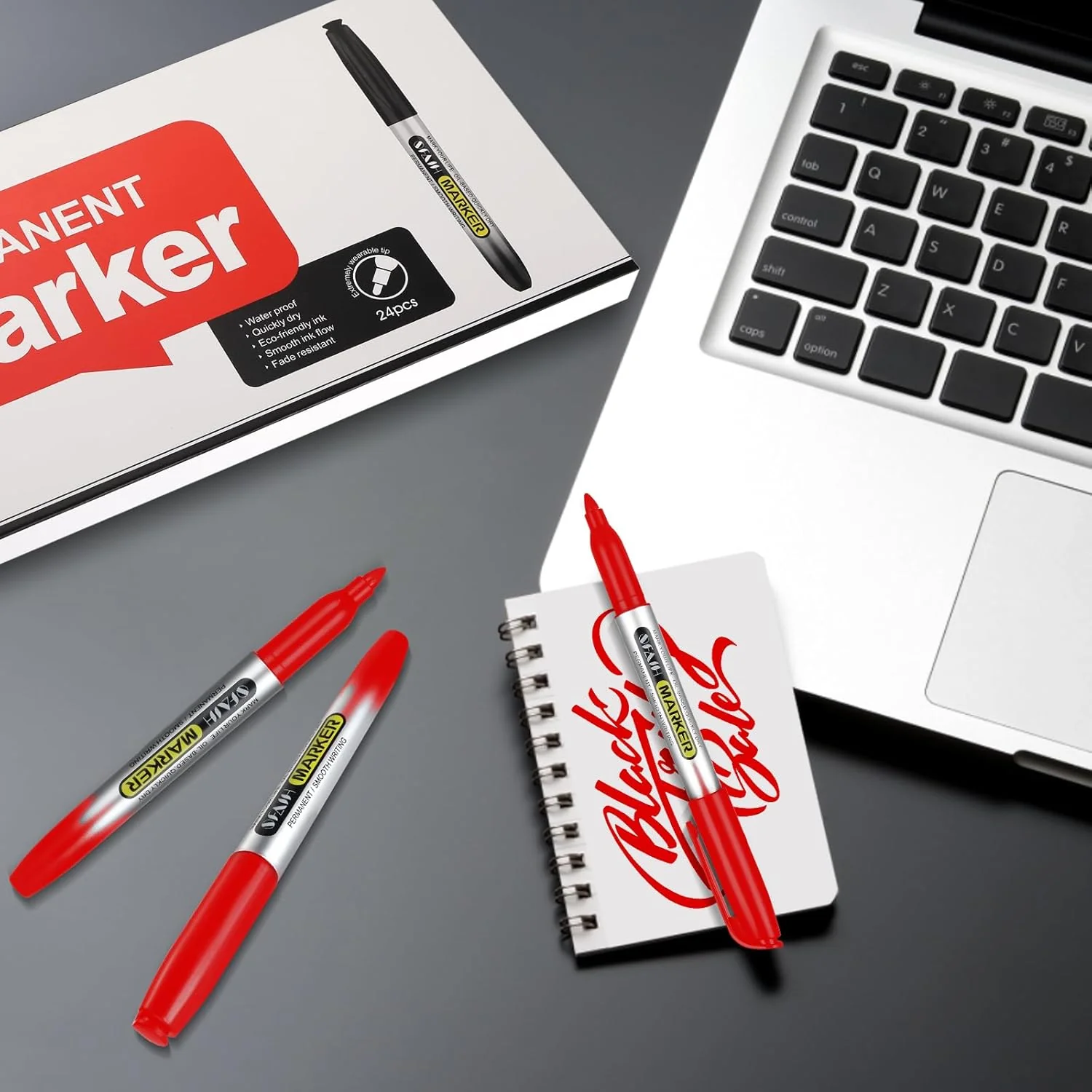 SFAIH Red Permanent Markers Bulk - 24 Pack
