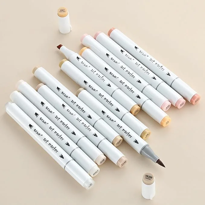 SFAIH Skin Tone Alcohol Markers Brush & Chisel