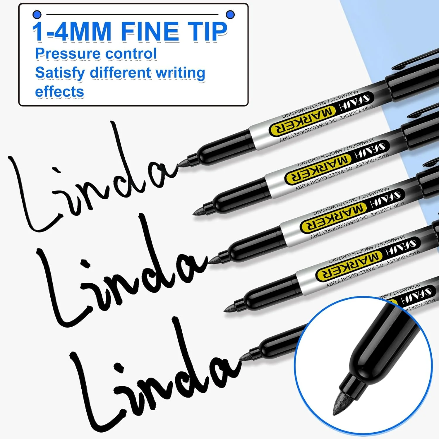 SFAIH 100 Black Permanent Markers Bulk -1s Quick