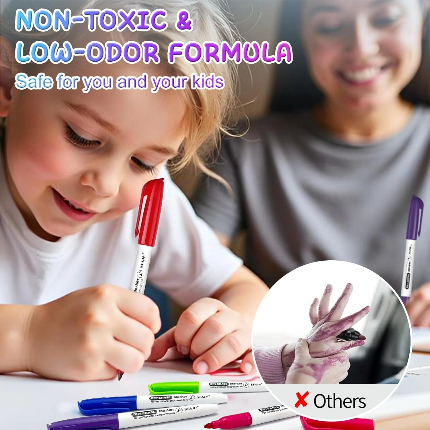 SFAIH Dry Erase Markers Fine tip 12 Colors