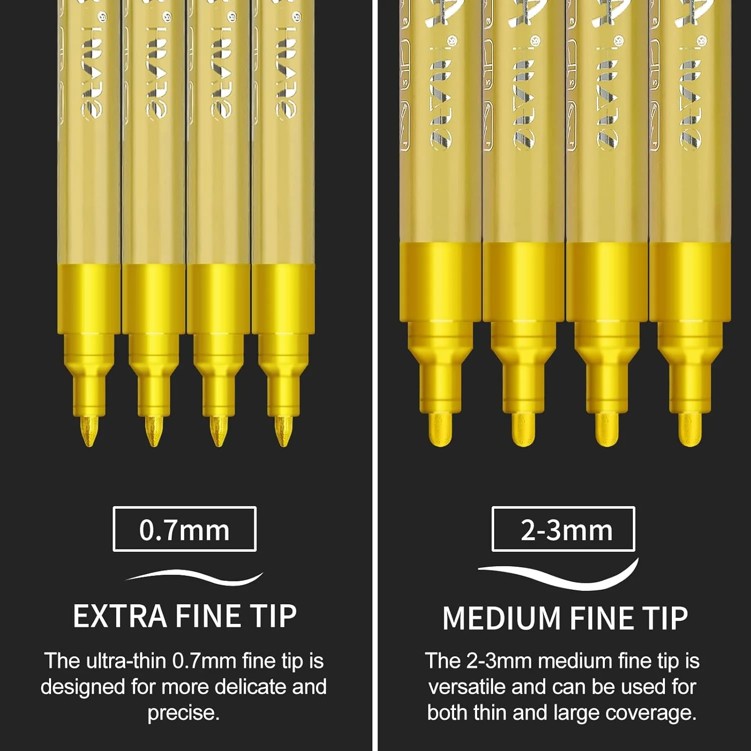 SFAIH Acrylic Gold Paint Pens - 8 Pack