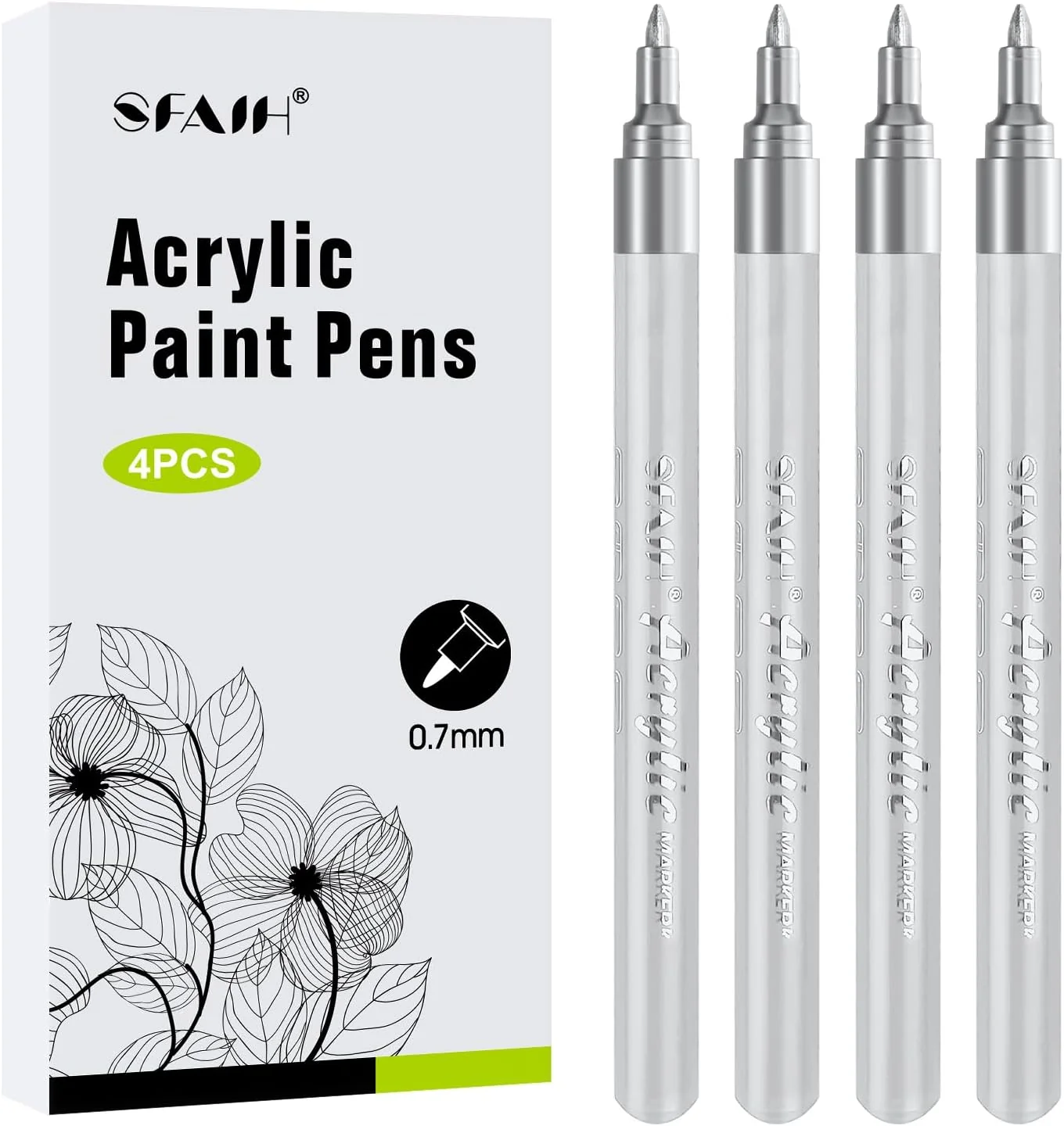 SFAIH Silver Paint Markers Pens -4 Pack 0.7MM