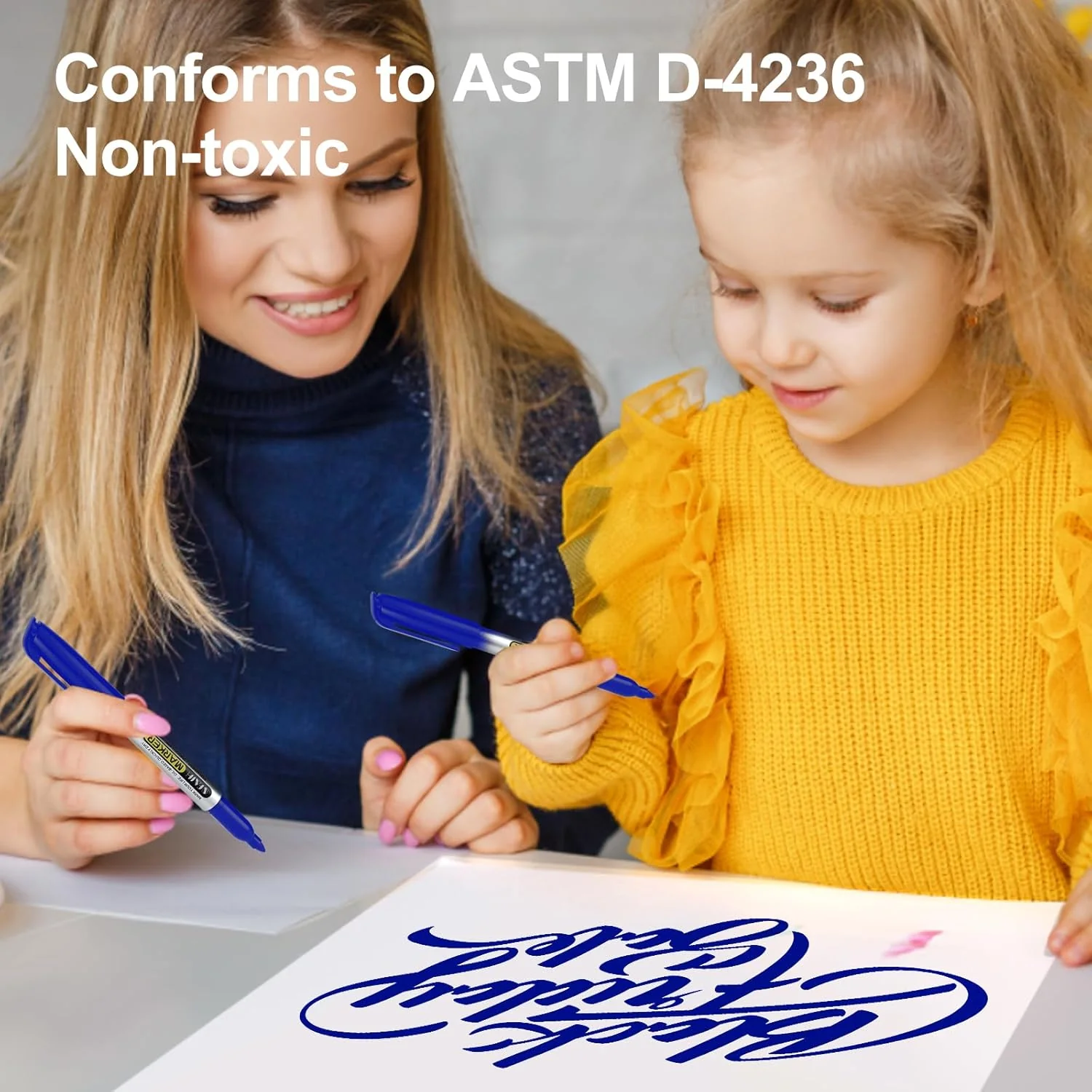 SFAIH Blue Permanent Markers Bulk - 24 Pack