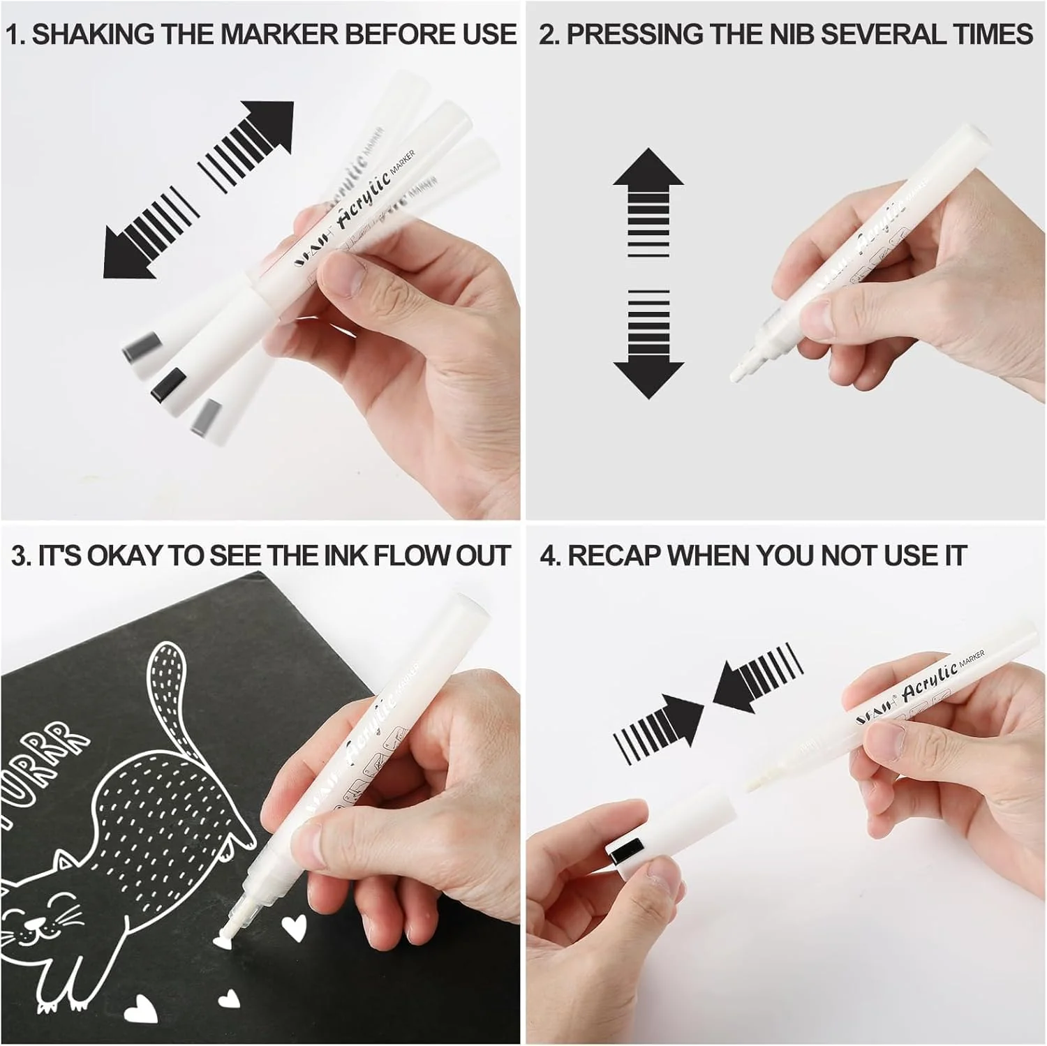 SFAIH Black & White Acrylic Paint Markers