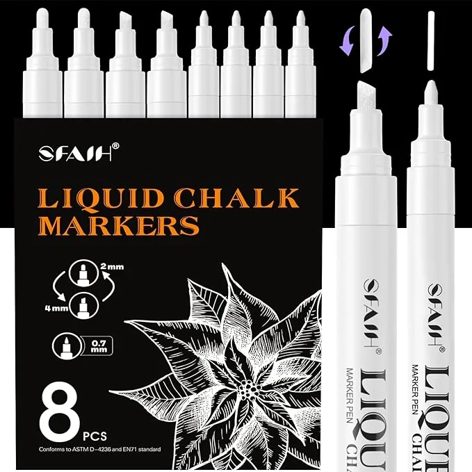 SFAIH White Liquid Chalk Markers for Blackboard, Glass