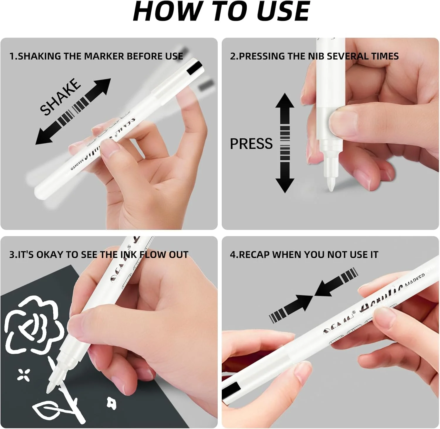 SFAIH White Paint Markers Pens - 4 Pack