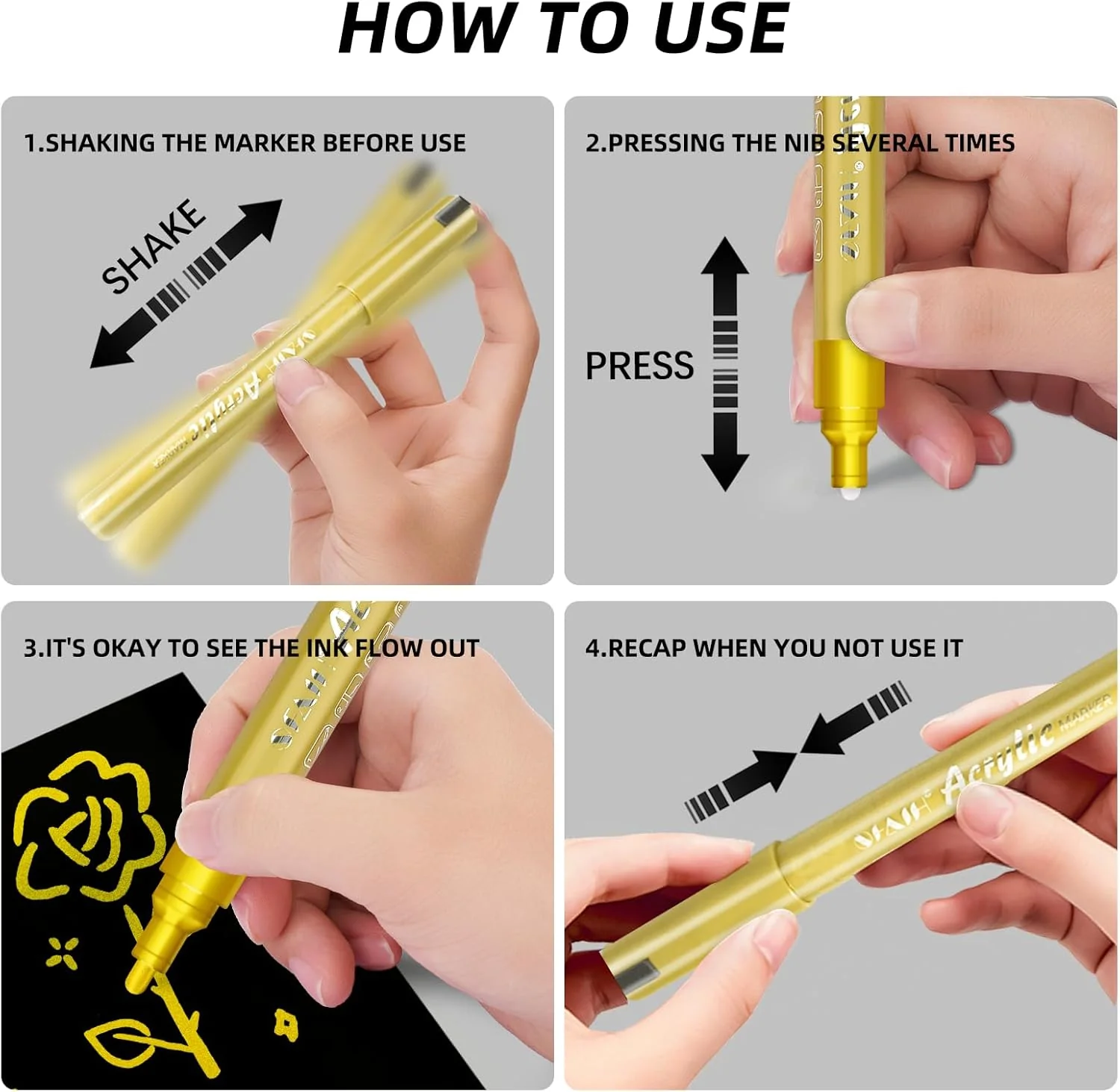 SFAIH Gold & Silver Acrylic Paint Markers