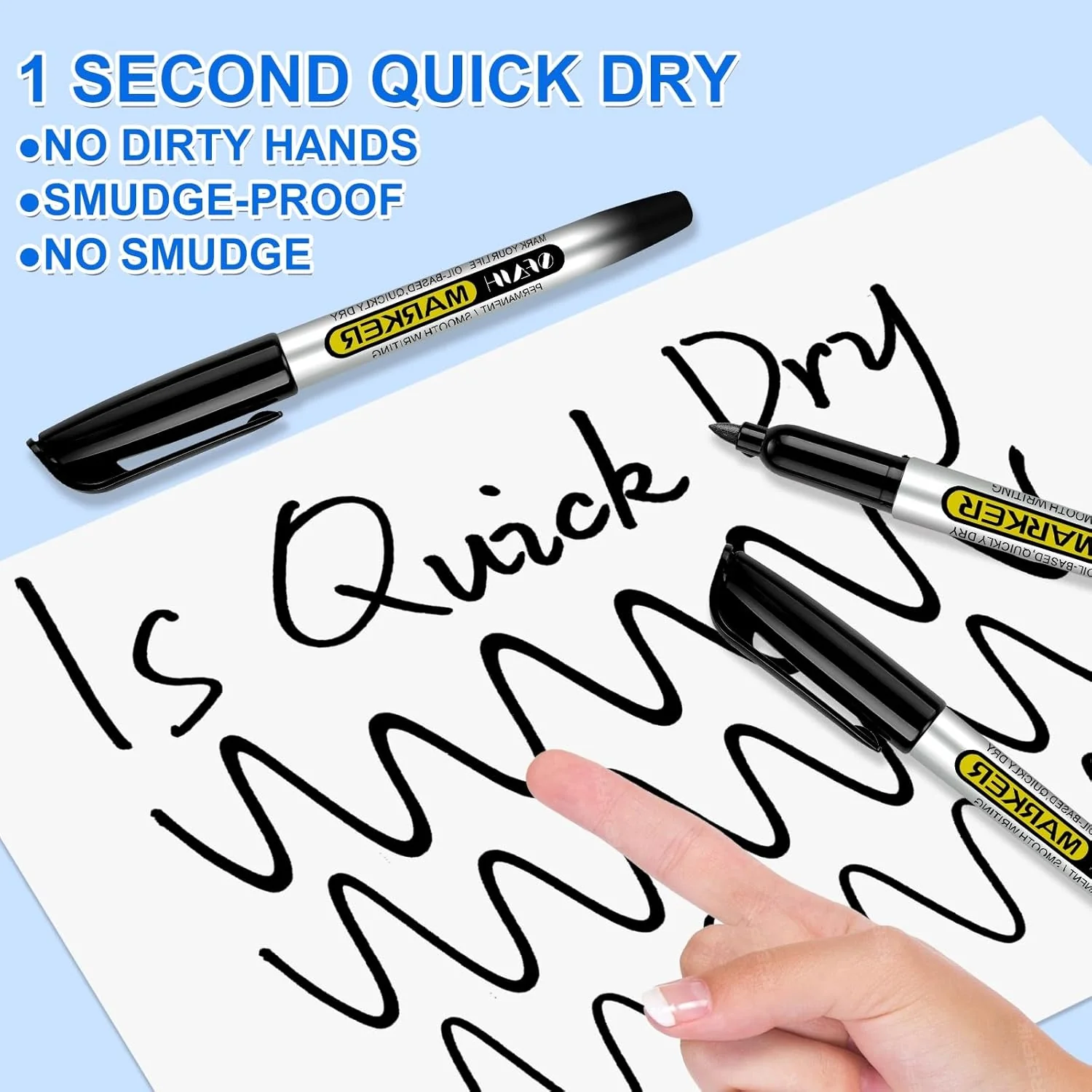 SFAIH 100 Black Permanent Markers Bulk -1s Quick