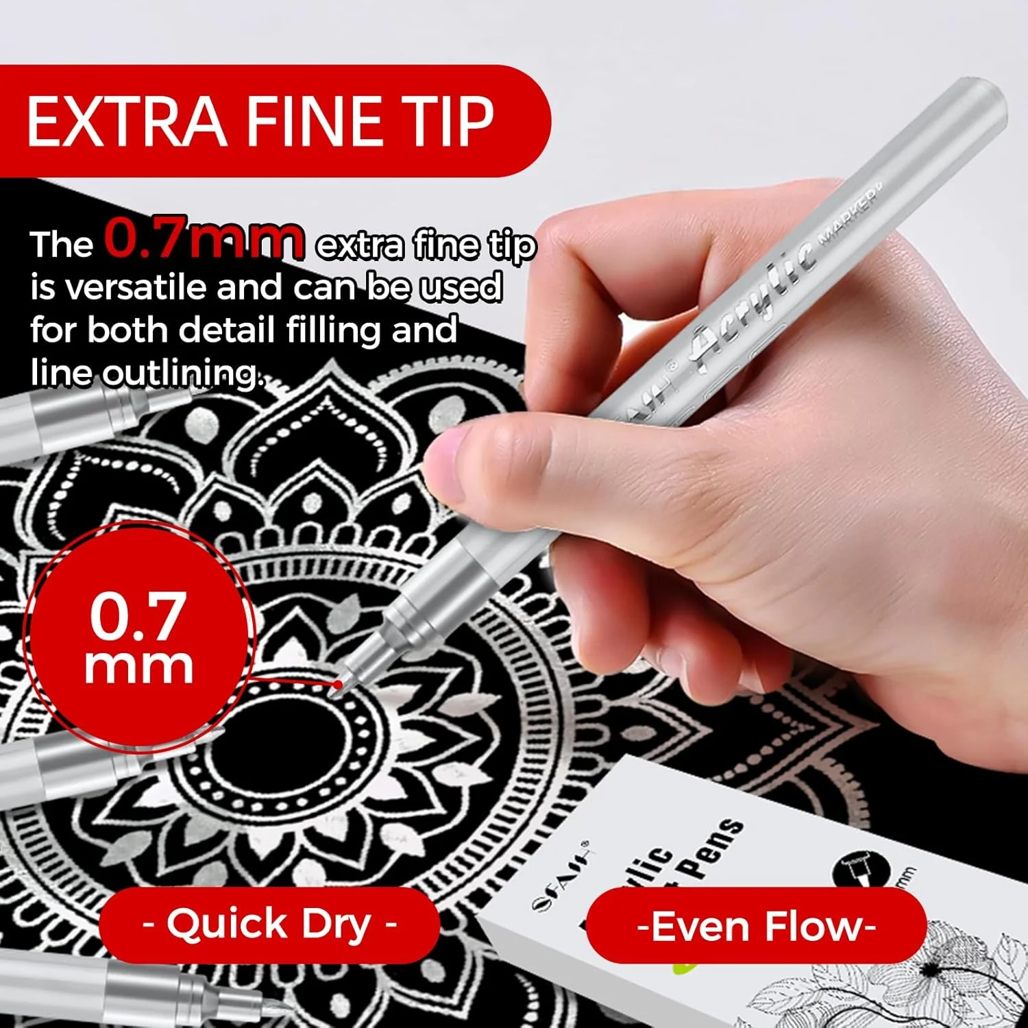 SFAIH Silver Paint Markers Pens -4 Pack 0.7MM